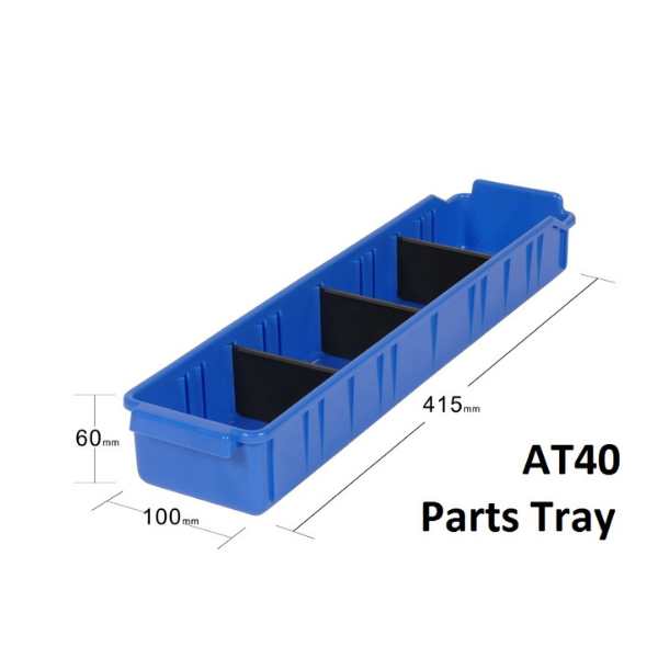 Visiplas Parts Tray 415x100x60 incl 3 Dividers- Blue - AT40