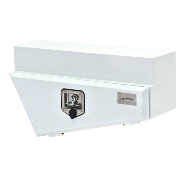 Tapered Under Tray / Under Body Steel Toolbox - Right of Wheel - White - TB0057
