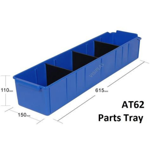 Visiplas Parts Tray 615x150x110 incl. 3 Dividers - Blue - AT62