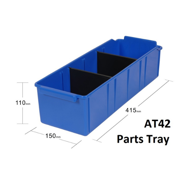 Visiplas Parts Tray 415x150x110 incl. 2 Dividers - Blue - AT42