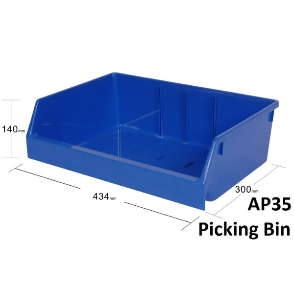 Visiplas Picking Bin 300x434x140 - Blue - AP35
