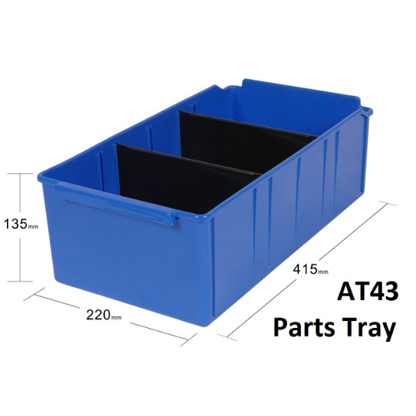 Visiplas Parts Tray 415x220x135 incl. 2 Dividers - Blue - AT43