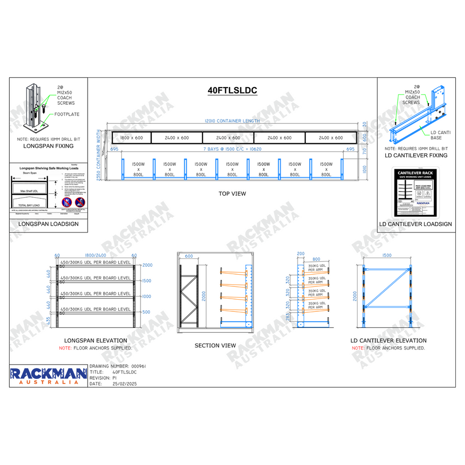 40FTLSLDC 40FT Container Longspan and Light Duty Cantilever