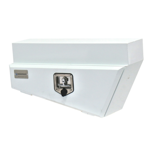 Tapered Under Tray / Under Body Steel Toolbox - Left of Wheel - White - TB0055