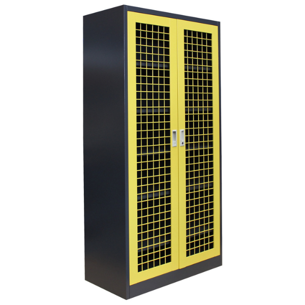 Steel Cabinet Yellow Mesh 2 Door Graphite Colour